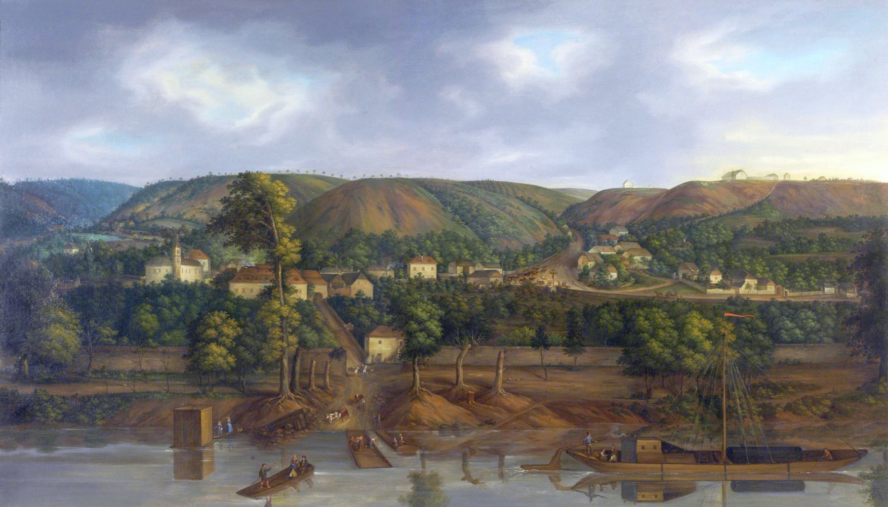 Veduta Roztok 1840 Dominik Jan Kottula, dar Roztockému muzeu od Vojtěcha Sedláčka